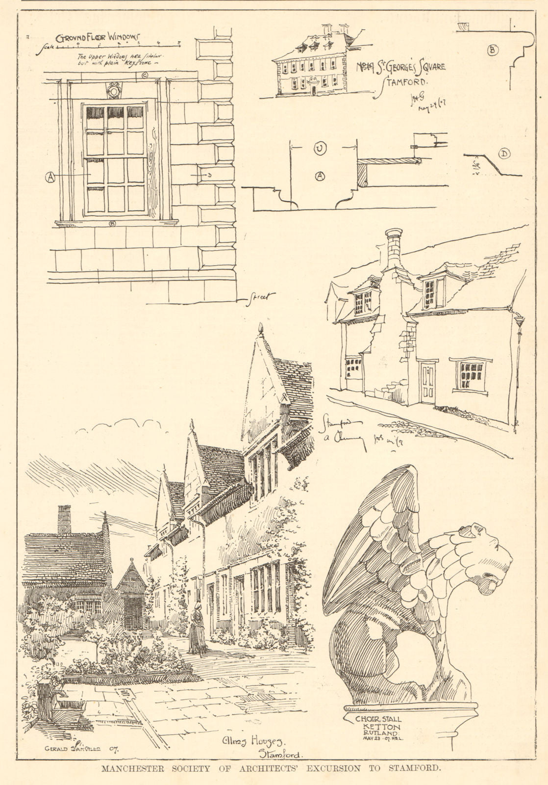 Stamford Lincolnshire 19 St George's Square Almshouses Choir Ketton Rutland 1907